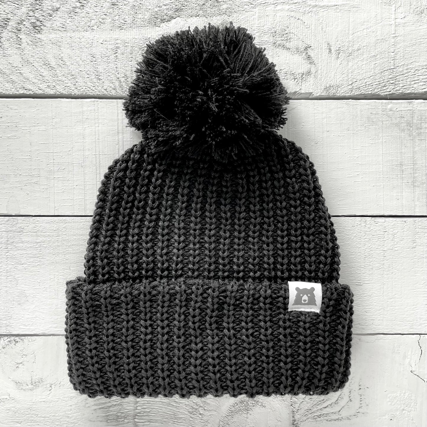 Oversized Chunky Knit Toque - Black