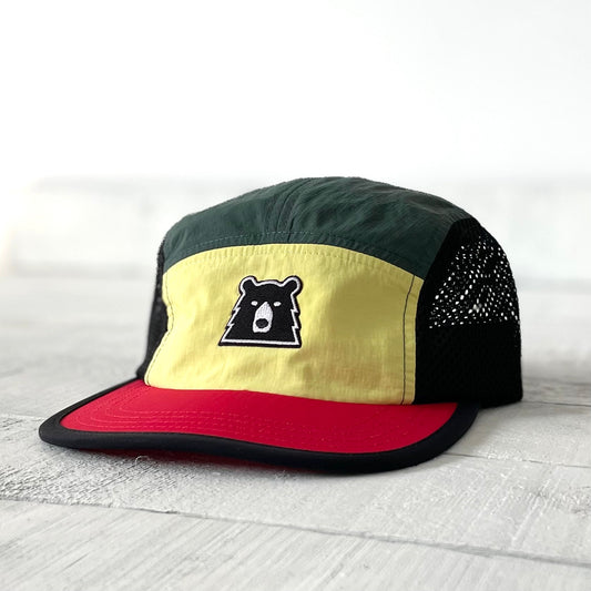 Surf Mesh Hat - Green/Yellow/Red with Lil Black Bear