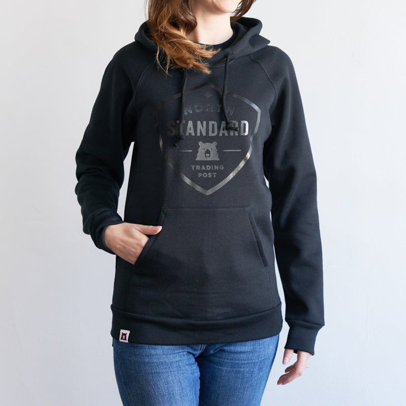 Shield Pop Over Hoodie - Black with Black