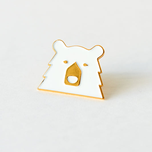 Enamel Pin - White/Gold Bear