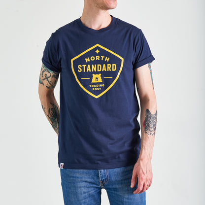 Shield Tee - Navy with Golden Yellow