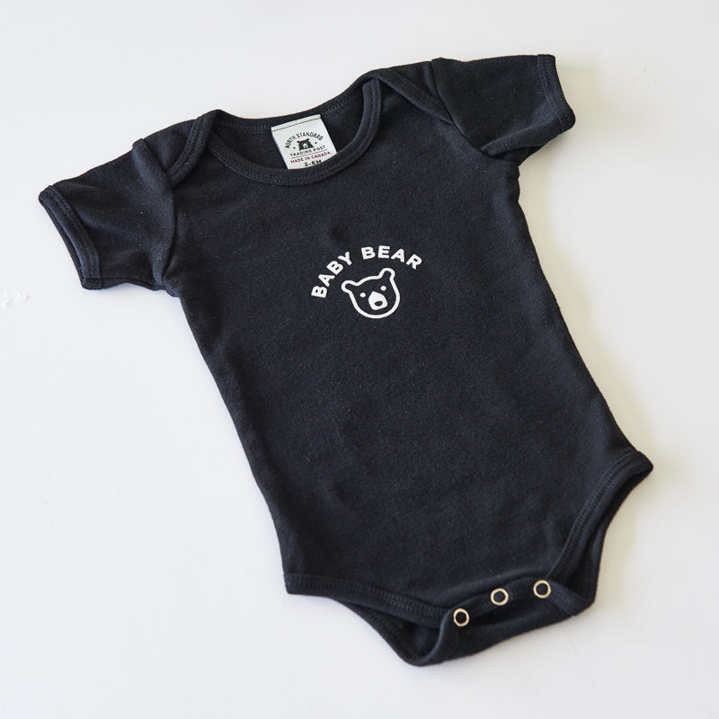 Baby Bear Onesie - Black with White