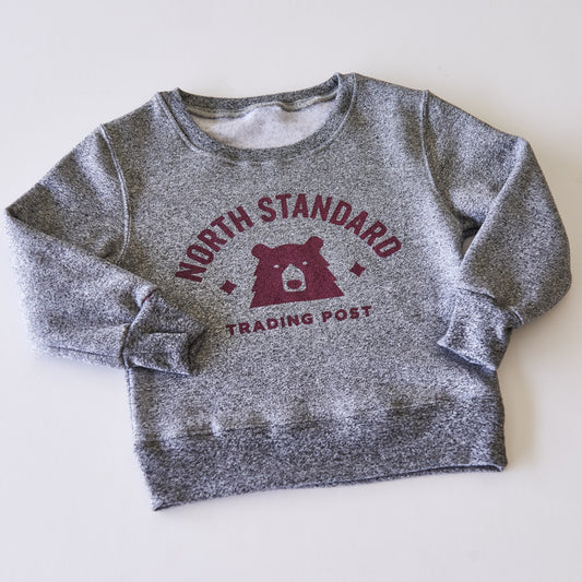 Kids Primary Crew Sweat - Speckled Grey with Maroon