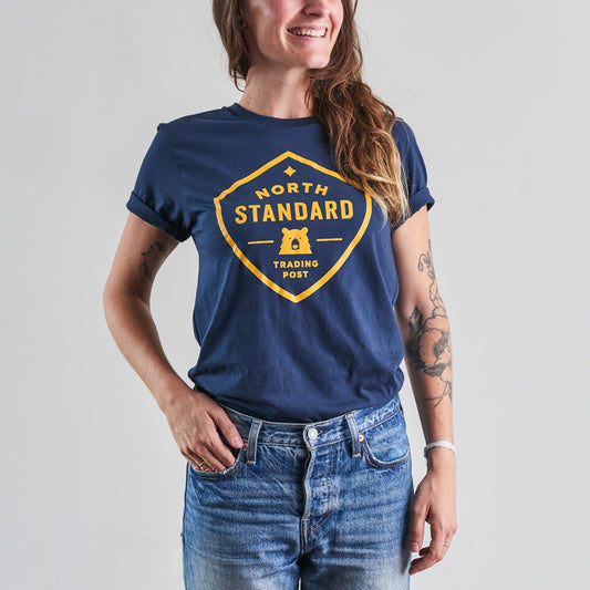 Shield Tee - Navy with Golden Yellow