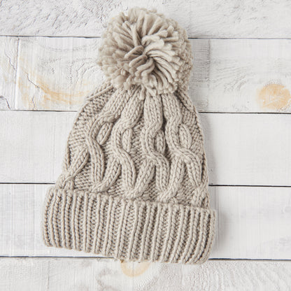 Chunky Cable Knit Toque - Light Grey