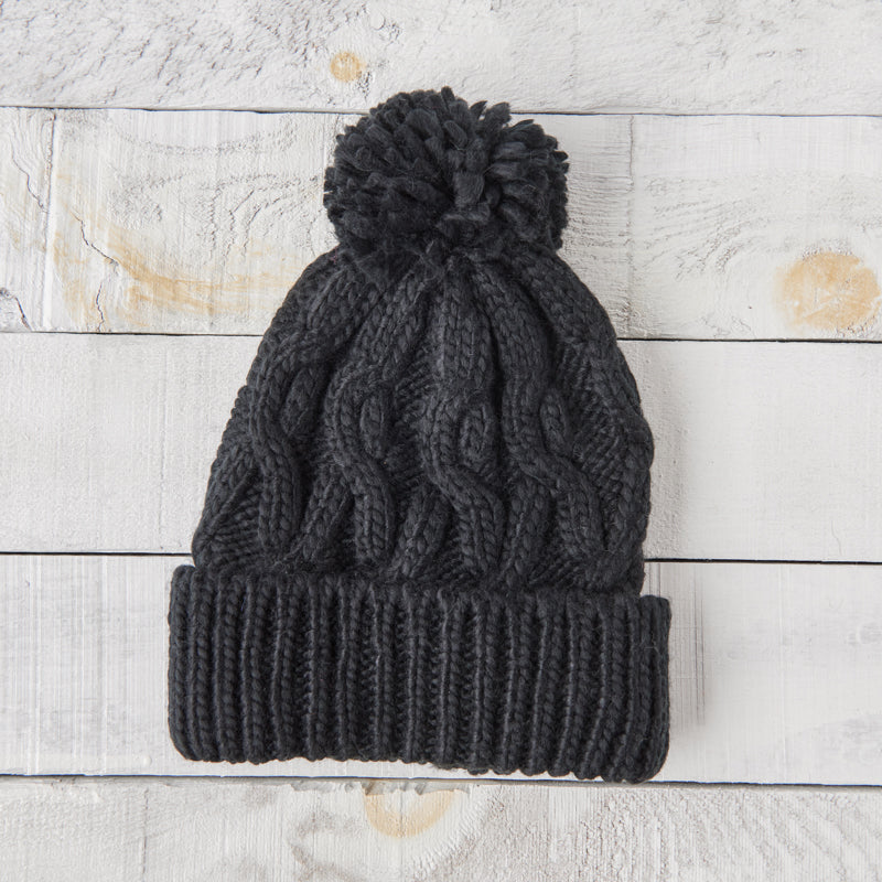 Stringed Toque Chunky Cable Knit Toque - Black – North Standard