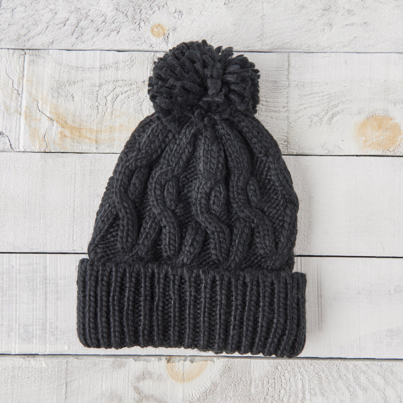 Chunky Cable Knit Toque - Black