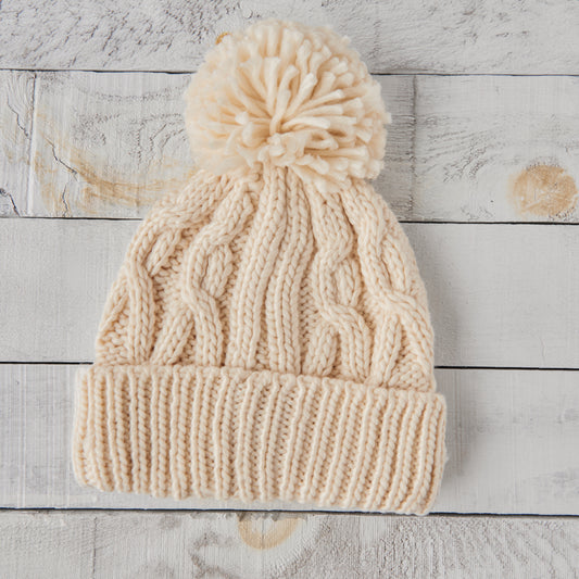 Chunky Cable Knit Toque - Cream
