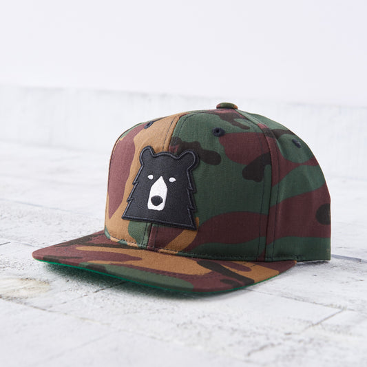 Kids Snapback - Camo with Black Bear