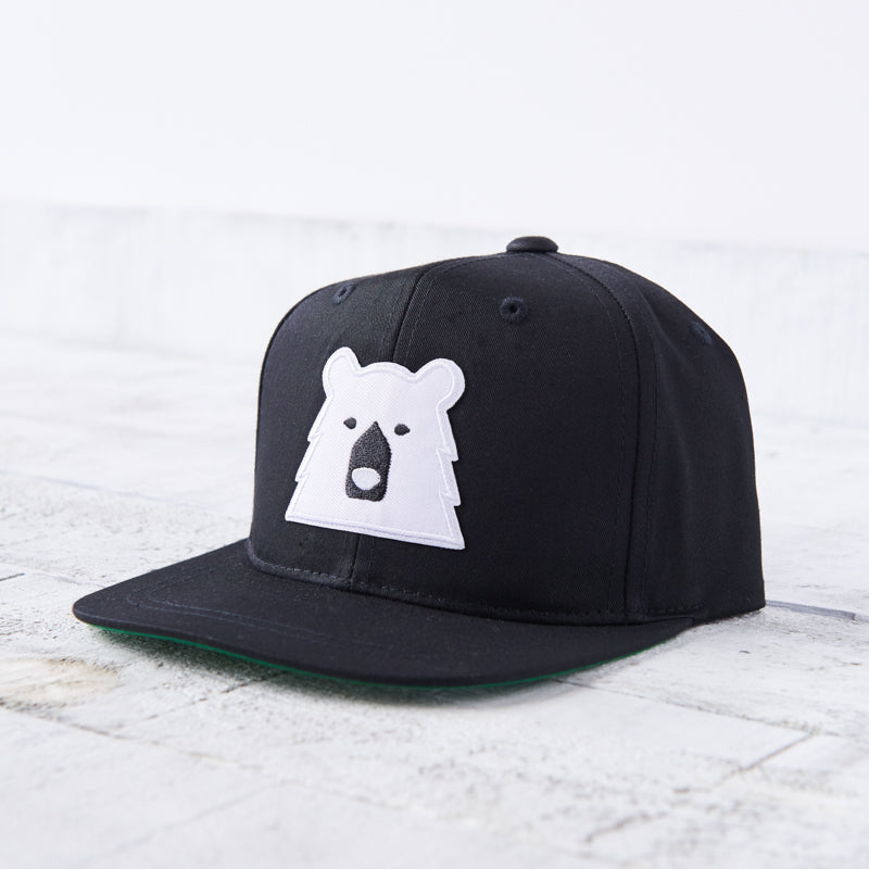 Kids Snapback - Black with Polar Bear