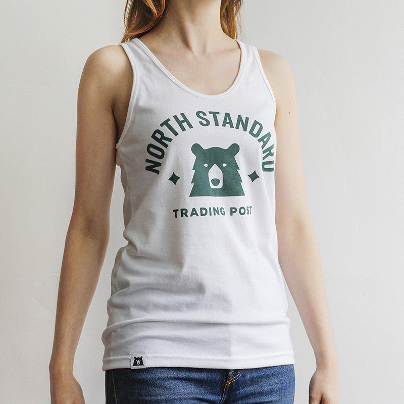 Varsity Tank - White with Forest