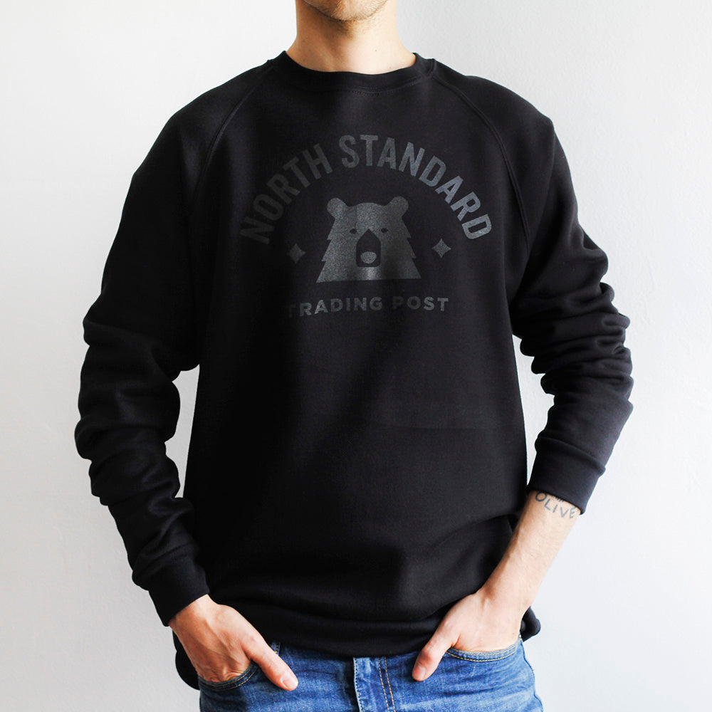 Varsity Crew Sweatshirt - Black with Black