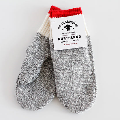 Northland Mittens - Grey with Red Stripe