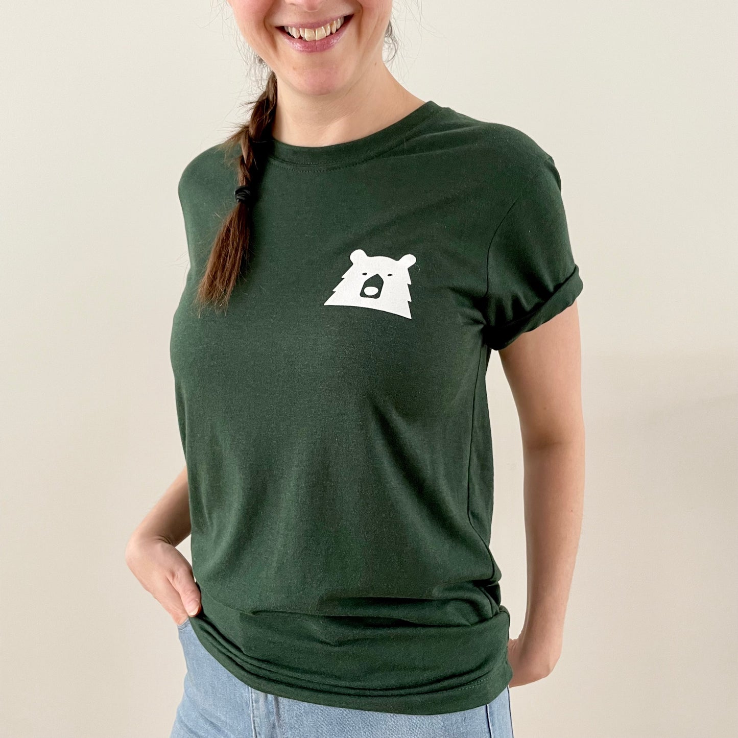 Eco Mascot Tee - Spruce with White
