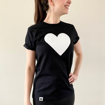 Heart Tee - Black with White