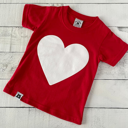 Kids Heart Tee - Red with White