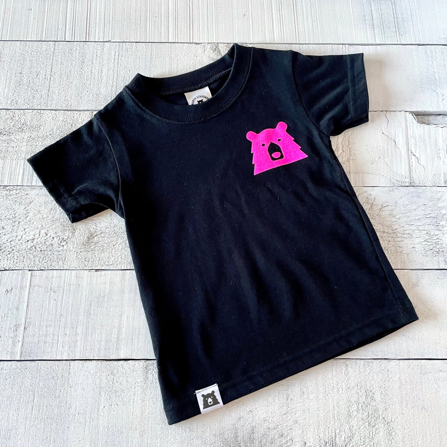Kids Mascot Tee - Black with Hot Pink