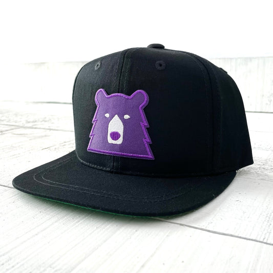 Youth Snapback - Black with Purple Bear