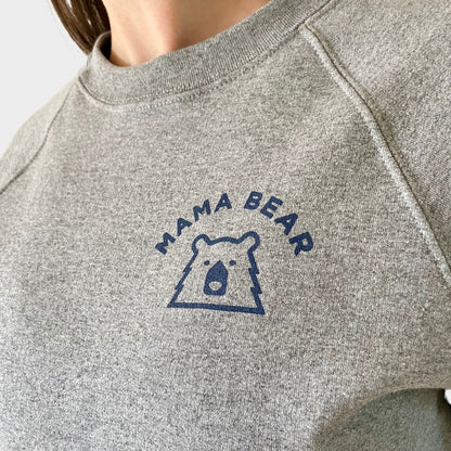 Mama Bear Crew Sweatshirt - Grey Marl with Navy