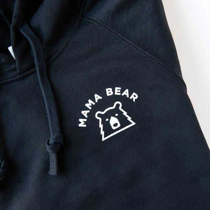 Mama Bear Pop Over Hoodie - Black with White