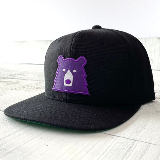 Snapback - Black with Purple Bear