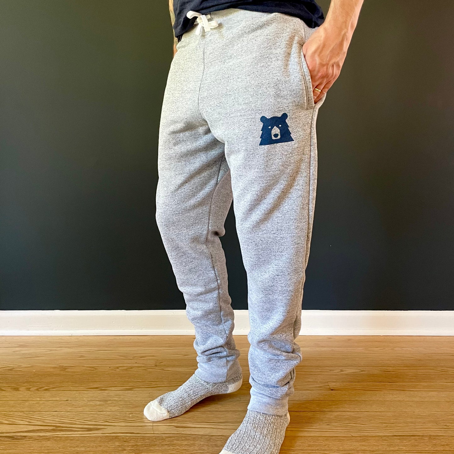 Jogger Fit Sweatpants - Ash Marl with Navy