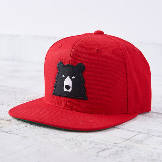 Snapback - Red with Black Bear